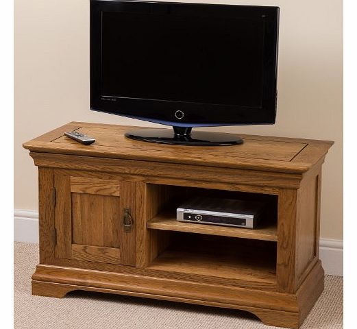 OAK FURNITURE KING FRENCH RUSTIC SOLID OAK SMALL TV / DVD / HI-FI CABINET ENTERTAINMENT UNIT STAND
