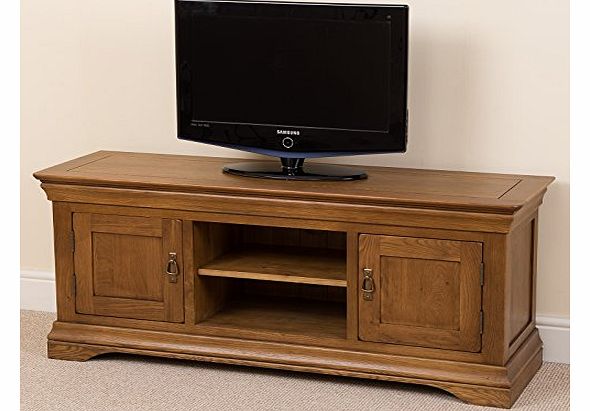 FRENCH RUSTIC SOLID OAK WIDESCREEN TV DVD HI-FI CABINET ENTERTAINMENT UNIT STAND
