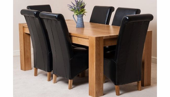 OAK FURNITURE KING KUBA SOLID OAK DINING TABLE WITH 6 OR 8 MONTANA CHAIRS *Available in 4 colours* (Black, 6)
