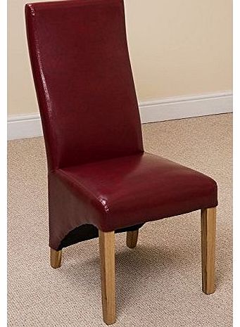OAK FURNITURE KING LOLA WAVE DINING CHAIR (BURGUNDY LEATHER)