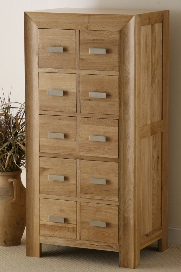 Oak Furniture Land Calvador Solid Oak Tall Chest Of Drawers