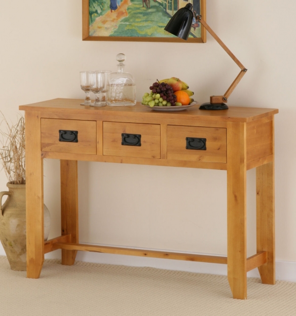 Oak Furniture Land Eden 3 Drawer Console / Hall Table in Medium Oak