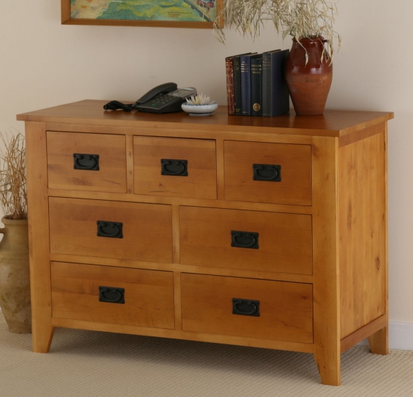 Oak Furniture Land Eden 7 Drawer Chest in Medium Oak