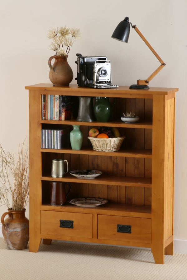 Oak Furniture Land Eden Low Display Unit with 2 Drawers in Medium Oak