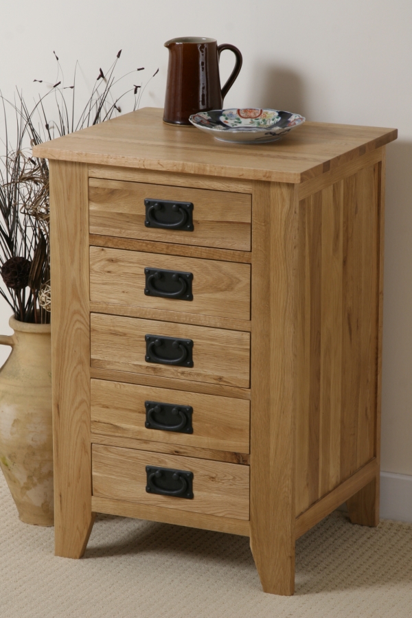 Oak Furniture Land Eden Solid Oak 5 Drawer Chest