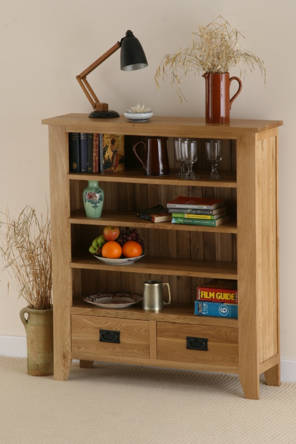Eden Solid Oak Low Display Unit with 2 Drawers