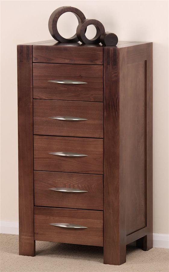 Enzo Solid Ash 5 Drawer Tall Chest