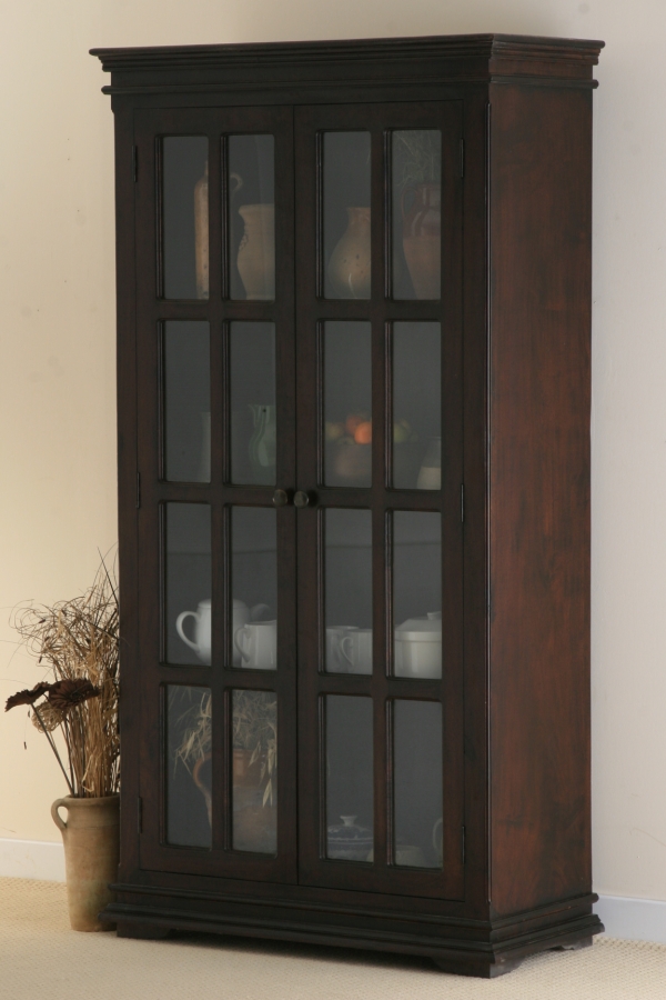 Oak Furniture Land Klassique Dark Indian 2 Door Display Cabinet