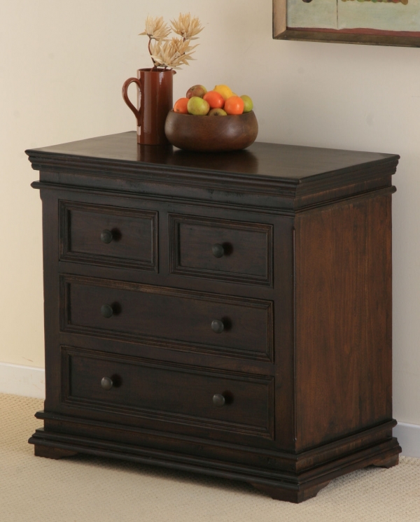 Oak Furniture Land Klassique Dark Indian 4 Drawer Chest