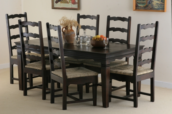 Oak Furniture Land Klassique Dark Indian Dining Set with 6 Chair Set