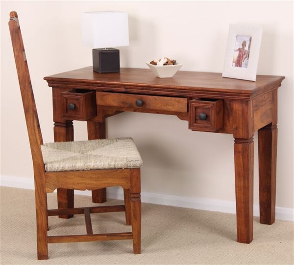 Oak Furniture Land Klassique Teak Indian 3 Drawer Dressing Table