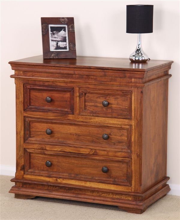 Oak Furniture Land Klassique Teak Indian 4 Drawer Chest