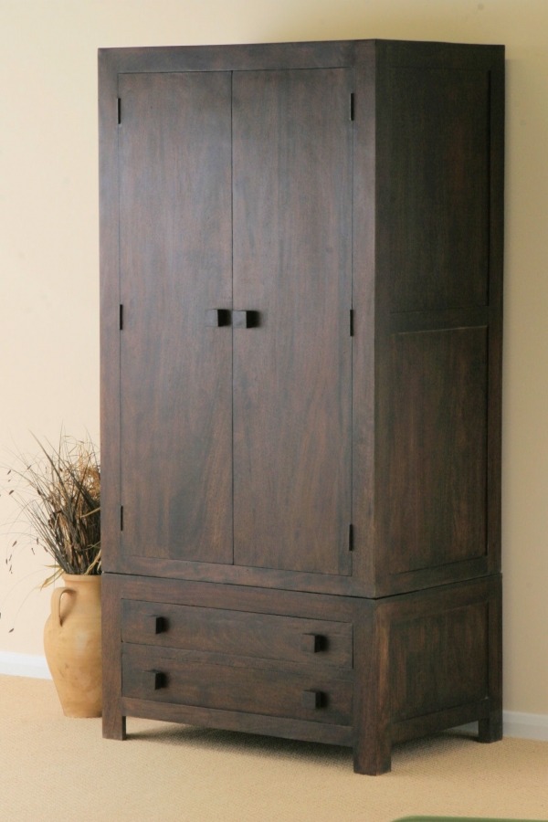 Oak Furniture Land Mantis Dark Solid Mango Wardrobe