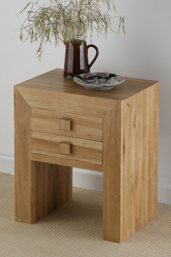 Oak Furniture Land Oakdale Solid Oak 2 Drawer Side/Bedside Table
