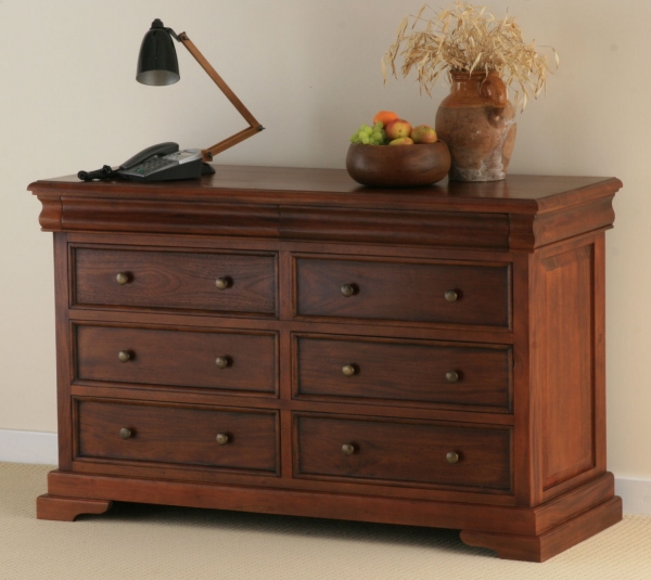 Oak Furniture Land Sleigh Mahogany 6 2 Large Chest of Drawers