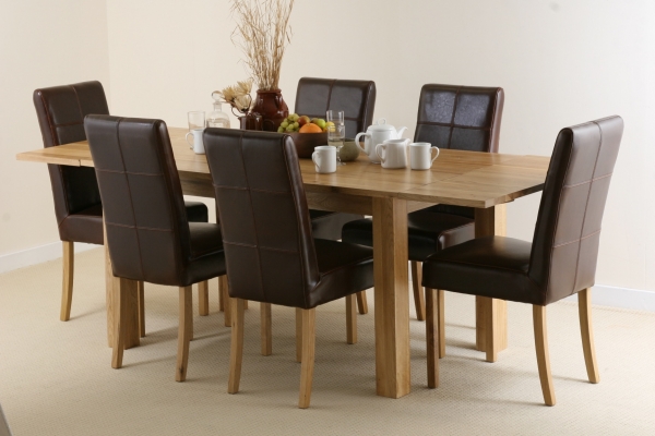 Solid Oak Extending Dining Set with 6 Stitch