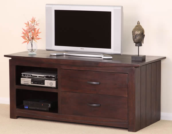 Oak Furniture Land Tokyo Solid Dark Mango Widescreen TV / DVD Cabinet