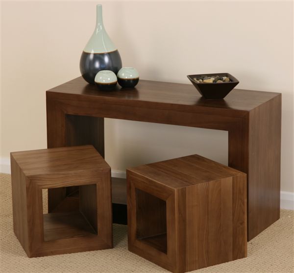 Oak Furniture Land Wesley Ash Set Of 3 Cube Tables