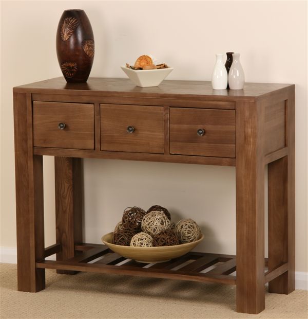 Oak Furniture Land Wesley Ash Three Drawer Console Table
