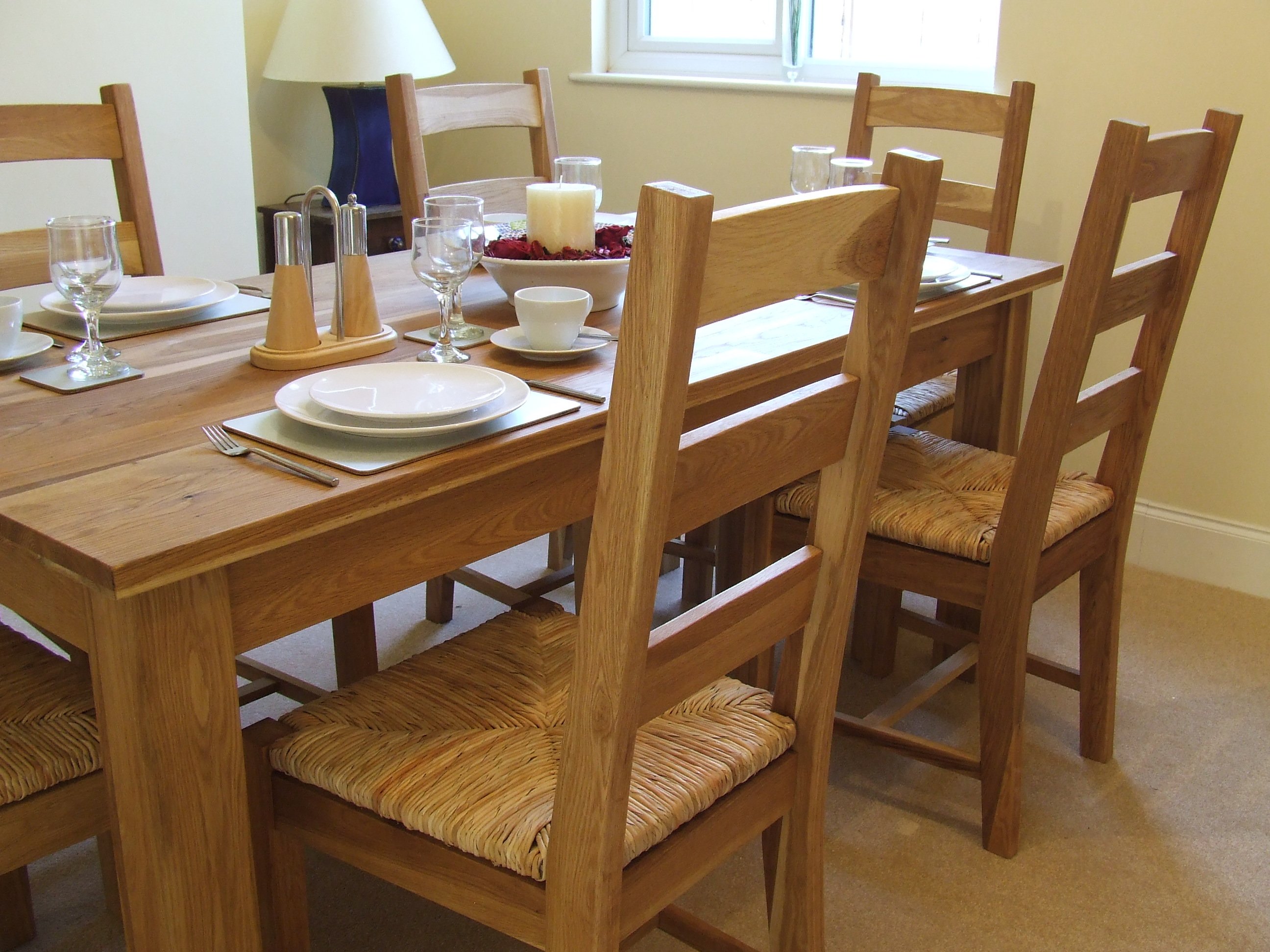 Oak Solid Oak Dining Table Set 160cm - Rush Pad