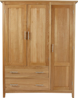oak WARDROBE 3 DOOR 2 DRAWER PRESTIGE
