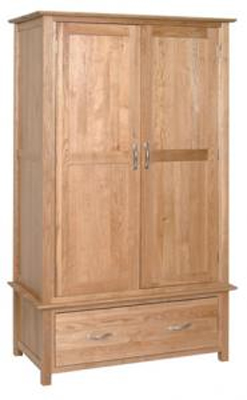 oak WARDROBE GENTS DOUBLE WITH 1 DRAWER NEW OAK