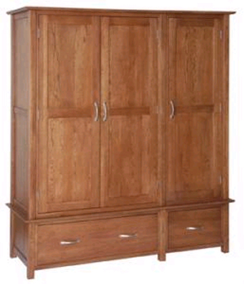 oak WARDROBE TRIPLE 3 DOOR 2 DRAWERS NEW OAK