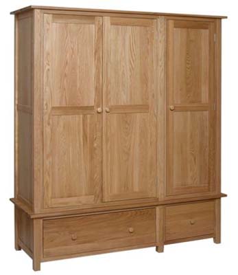 oak WARDROBE TRIPLE WITH DRAWERS DEVONSHIRE