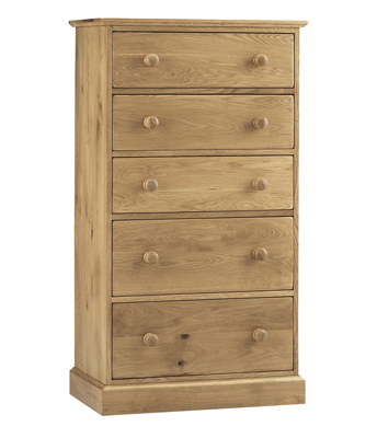 oak Wellington Chest of Drawers tall five drawer