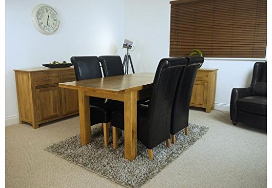 Oakland SOLID OAKLAND CHUNKY OAK EXTENDING DINING SET TABLE AND CHAIRS *CHOICE OF CHAIR COLOURS AND QTY* (4, BROWN)
