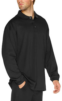 Grain Long Sleeve Polo Shirt Black