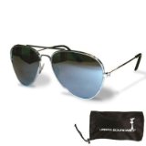 Oakley UB Silver Frame and Mirrored Lens Aviator with Drawstring Sunglass Pouch