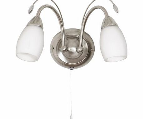 Oaks Lighting Antwerp wall light in satin chrome finish complete with opal glass shades