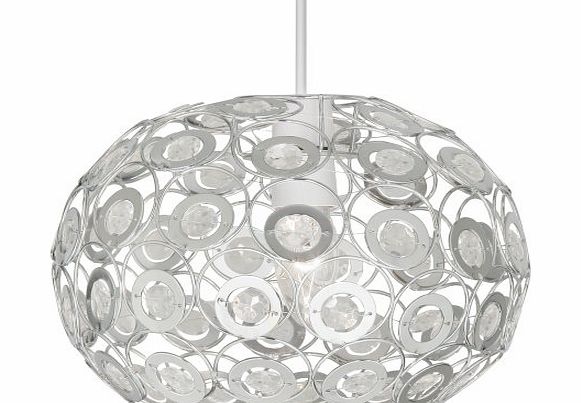 Oaks Lighting Tulsa Dome Pendant Shade Finished in Chrome Plated Frame with Clear Acrylic Drops