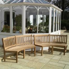 oasis Curved Teak 3 Seater Bench
