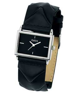 Oasis Ladies Black Pleated Strap Watch