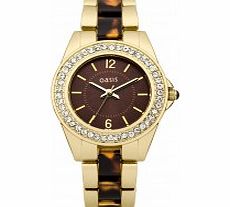 Oasis Ladies Brown and Gold Watch