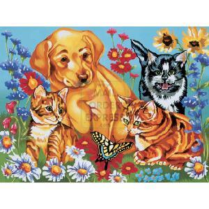 Oasis Reeves Paint By Numbers Puppy With Kittens