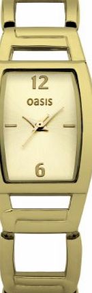 Oasis Womens Quartz Watch with Gold Dial Analogue Display and Gold Bracelet B1071
