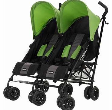Obaby Apollo Black and Grey Twin Stroller - Lime