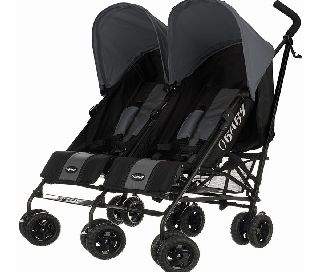 Obaby Apollo Twin Stroller Black with Grey Hood