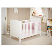 OBaby Grace Cot Bed, White with Pink Bedding