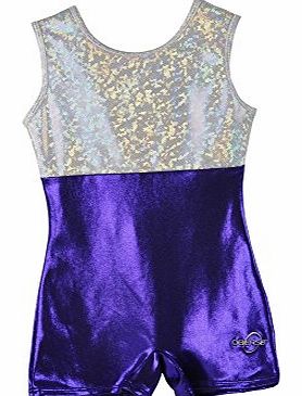 Obersee Girls O3GL005 Biketard Gymnastics Leotard - Purple/Silver, Medium