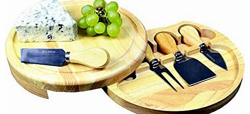 Round Slide Out Cheese Board and Knife Set