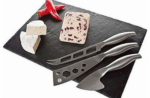 Slate Cheese Board & 3 beautiful stainless steel knives