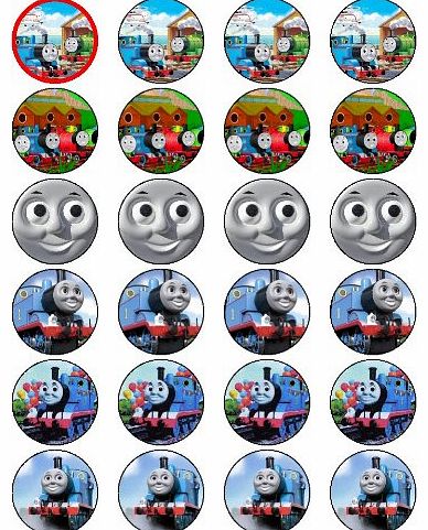 OCCASIONS CAKE ART THOMAS THE TANK ENGINE 24 EDIBLE WAFER - RICE PAPER CAKE TOPPERS EACH DESIGN IS 40mm IN DIAMETER