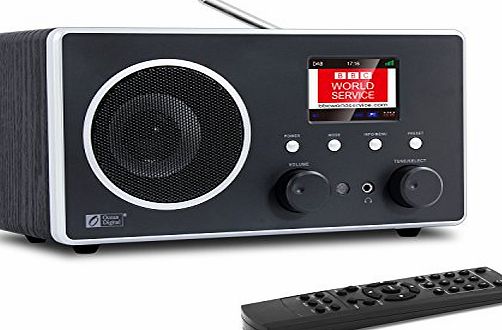 Ocean Digital DB280C DAB/ DAB / FM Radio with Bluetooth Color LCD Display and Wooden Desktop Music Media Player Speaker-Black