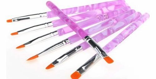 Oceanmap 7pcs UV Gel Acrylic Nail Art Design Builder Salon DIY Brush Pen Set marble