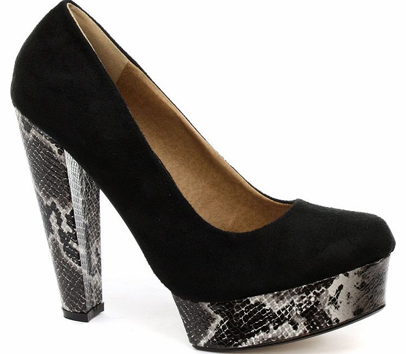 Odeon Faux Suede Platform Heeled Court Shoes