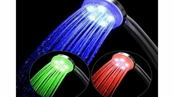 Temperature Sensing Colour Changing LED Shower Head - (no battery needed, water flow supplies the power)